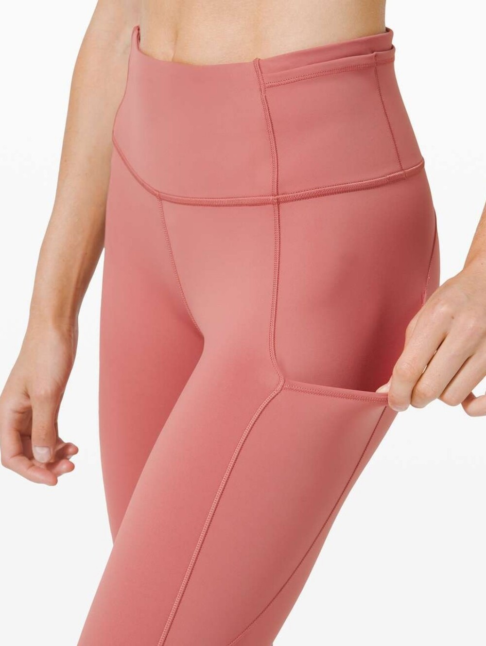 Lululemon Fast and Free High Rise Tight Leggings Pockets 25" Cool Cherry Tint 8 - Picture 3 of 10